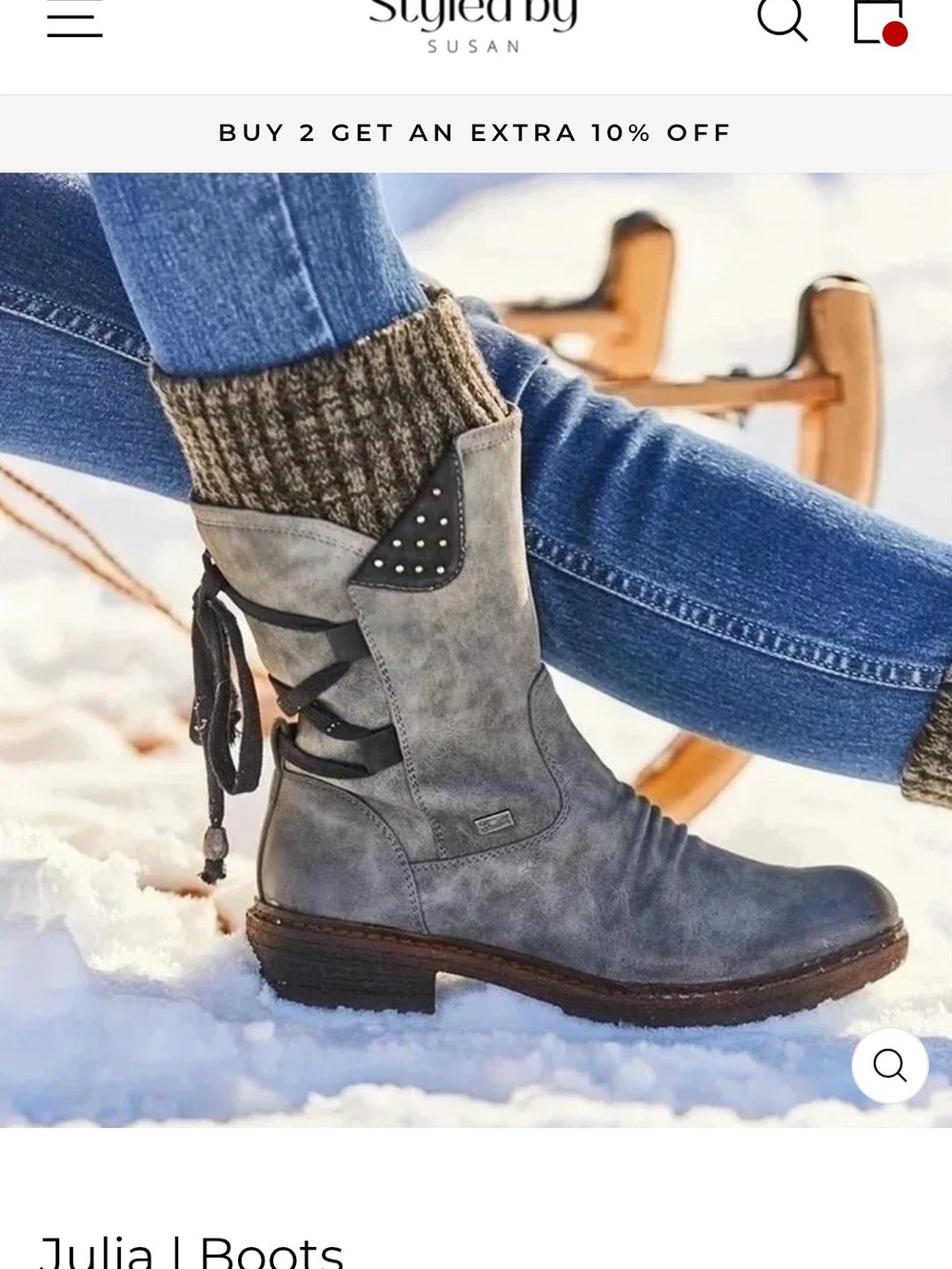 Julia Lace-Back Ankle Boots - Gray